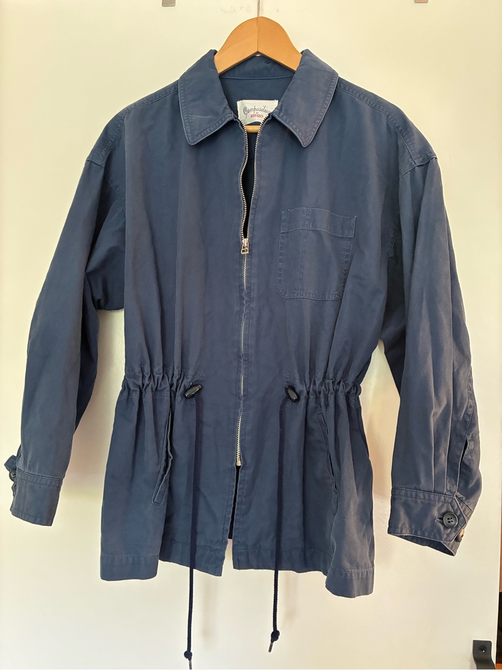 Composition by Kenzo vintage Made in Japan Navy Drawstring Zip Utility Jacket